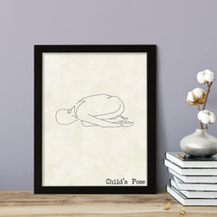 Child's Pose, FRAMED Print Yoga Wall Art