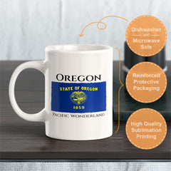 Designs ByLITA Oregon: Pacific Wonderland 11oz Plastic or Ceramic Coffee Mug| States Flag Collection Mug