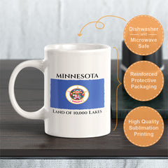 Designs ByLITA Minnesota: Land of 10,000 Lakes 11oz Plastic or Ceramic Coffee Mug| States Flag Collection Mug