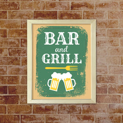 Designs ByLITA Bar And Grill, Framed Wall Art Print | Funny Home Decor