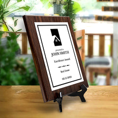 Real Estate Theme Customizable Award Plaque |Easel Mount Option | Recognition of Achievement and Service Personalizable Plaques