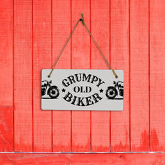 Grumpy Old Biker 5" x 10" Hanging Wall or Door Sign | Home Decor