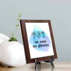 No Rain, No Flowers Decorative Wall Plaque (Full Color) | Positive Affirmation Inspiration Décor
