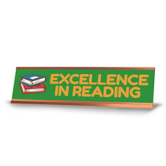 Signs ByLITA Excellence In Reading Award, Gold Frame, Desk Sign (2x8")