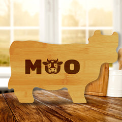 Moo 14.75 x 9.75" Cow Shape Cutting Board | Funny Kitchen Chopping Board