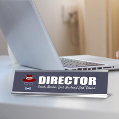 Signs ByLITA Director, Coach, Mentor, Dad, Husband and Friend Silver Frame, Desk Sign (2x8")