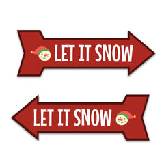 Arrow Shape Plus Let it Snow 12x4" Wall or Door Sign | Christmas Holiday Decoration