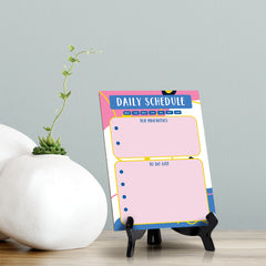 Daily Schedule Dry Wipe Liquid Chalk Table Sign (6x8") Office And Home Reminders | Personal Schedule | No Pen Included