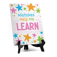 Mistakes Help Me Learn Table Sign with Acrylic Stand (6x8“) | Elementary School Decoration
