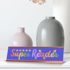 Signs ByLITA Super Reader Award, Gold Frame Desk Sign (2x8)