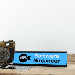 Software Ninjaneer, Black Frame, Desk Sign (2x8“)