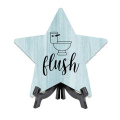 Sign ByLITA Flush, Wood Color, Star Bathroom Table Sign (6"x5")