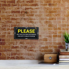 Please Do Not Flush Anything Except Toilet Paper 5x10 Hanging Plus Wall or Door Sign | Home & Office Decor