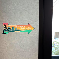 Arrow Shape Plus South Beach, Florida 12x4" Wall or Door Sign | Stylish Famous US Beach Souvenirs