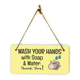 Wash Your Hands With Soap & Water. Thank You! 5x10 Hanging Plus Wall or Door Sign | Bathroom & Home Décor