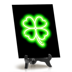 Clover Neon Graphic Style Table Sign with Acrylic Stand (6x8“) | Live Streamer Gaming Themed Decoration