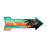 Arrow Shape Plus Malibu Beach, California 12x4" Wall or Door Sign | Stylish Famous US Beach Souvenirs
