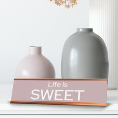Signs ByLITA Life Is Sweet Gold Frame, Desk Sign (2x8")