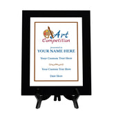 Art Competition Customizable Black Frame Award Plaque | Easel Mount Option | Achievement and Recognition Personalizable Plaques