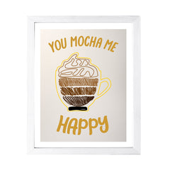 Designs ByLITA You Mocha Me Happy, Wall Print Art | Retro Coffee Bar Decoration
