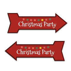 Arrow Shape Plus Christmas Party 12x4" Wall or Door Sign | Christmas Holiday Decoration