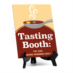 Signs ByLITA Tasting Booth: Try Our Award-Winning Chili! Table Sign with Acrylic Stand (6x8“)