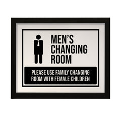 Designs ByLITA Men's Changing Room Please Use Family Changing Room With Female Children, Wall Print Art | Retail Store Decoration (Unframed or Framed)
