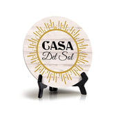 Signs ByLITA Circle Casa Del Sol Wood Color, Entrance Decor Table Sign (5"x5")