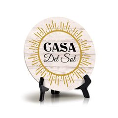 Signs ByLITA Circle Casa Del Sol Wood Color, Entrance Decor Table Sign (5"x5")