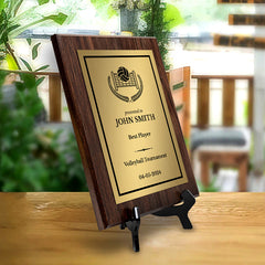 Volleyball Customizable Wooden Award Plaque | Easel Mount Option | Achievement and Recognition Personalizable Plaques