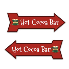Arrow Shape Plus Hot Cocoa Bar 12x4" Wall or Door Sign | Christmas Holiday Decoration