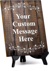 Signs ByLITA Custom Personalized Rectangle Table Sign (6" x 8") Floral Branches | Write Your Own Message | Design Your Sign