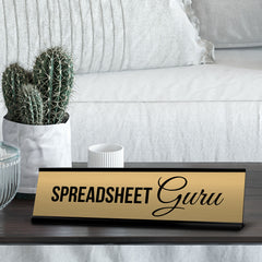 Signs ByLITA Spreadsheet Guru Co-Worker Gift Black Frame Desk Sign (2x8")
