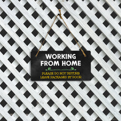 Working From Home Please Do Not Disturb Leave Packages By Door 5x10 Hanging Plus Wall or Door Sign | Outdoor Delivery Notice