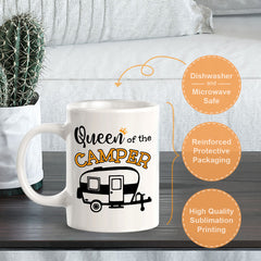 Queen Of The Camper 11oz Plastic or Ceramic Mug | RV Camper Lifestyle