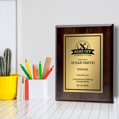 Bake Off Competition Customizable Award Plaque | Easel Mount Option | Achievement and Recognition Personalizable Plaques