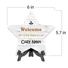 Signs ByLITA Welcome to Our Cozy Nest, Wood Color Star Table Sign (6"x5")