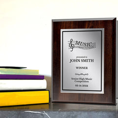Music Competition Customizable Award Plaque | Easel Mount Option | Achievement and Recognition Personalizable Plaques