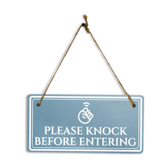 Please Knock Before Entering 5x10 Hanging Plus Wall or Door Sign | Rustic Twine | Home Privacy Signage