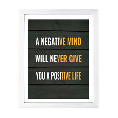 Designs ByLITA A Negative Mind Will Never Give You A Positive Life, Wall Print Art | Motivational Home Decor