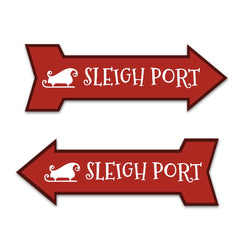 Arrow Shape Plus Sleigh Port 12x4" Wall or Door Sign | Christmas Holiday Decoration