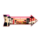 Arrow Shape Plus Venice Beach, California 12x4" Wall or Door Sign | Stylish Famous US Beach Souvenirs