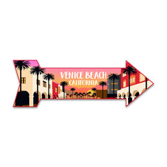 Arrow Shape Plus Venice Beach, California 12x4" Wall or Door Sign | Stylish Famous US Beach Souvenirs