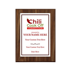 Chili Cook Off Competition Customizable Award Plaque | Easel Mount Option | Achievement and Recognition Personalizable Plaques