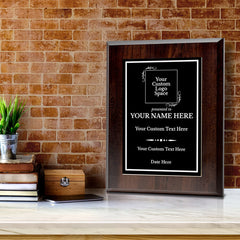 Custom Insert Your Logo (Square) Wreath Award Wooden Plaque | Recognition of Achievement and Service Personalizable Plaques