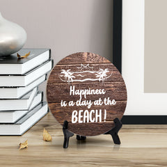 Signs ByLITA Circle Happiness Is A Day At The Beach Summer Table Sign (5x5)