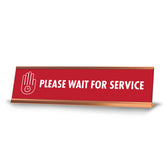 Please Wait For Service, Clock Gold Frame, Desk Sign (2x8")