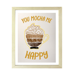 Designs ByLITA You Mocha Me Happy, Wall Print Art | Retro Coffee Bar Decoration