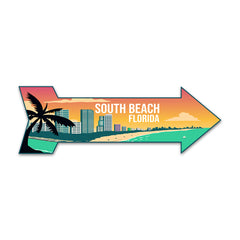 Arrow Shape Plus South Beach, Florida 12x4" Wall or Door Sign | Stylish Famous US Beach Souvenirs