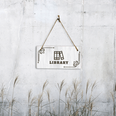 Library 5x10 Hanging Plus Wall or Door Sign | Rustic Wood Sign